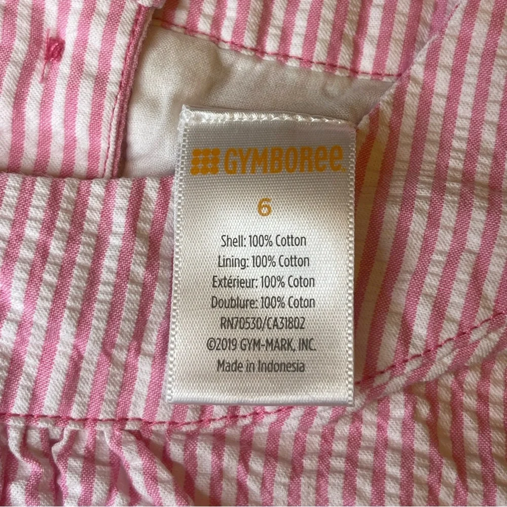GYMBOREE: Pink/White Seersucker, Shift Dress, Size 6